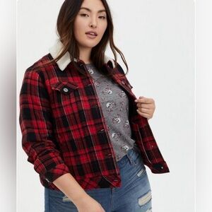 TORRID Lumberjack Plaid Jacket Sherpa Collar Plus Size 00 00X